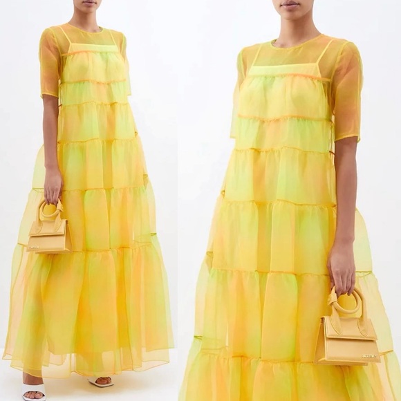 STAUD Dresses & Skirts - 🌺🎉HP🎉🌺 NWT Staud Hyacinth Organza Tiered Maxi Dress Multi Sunray